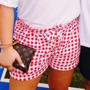 Red gingham shorts